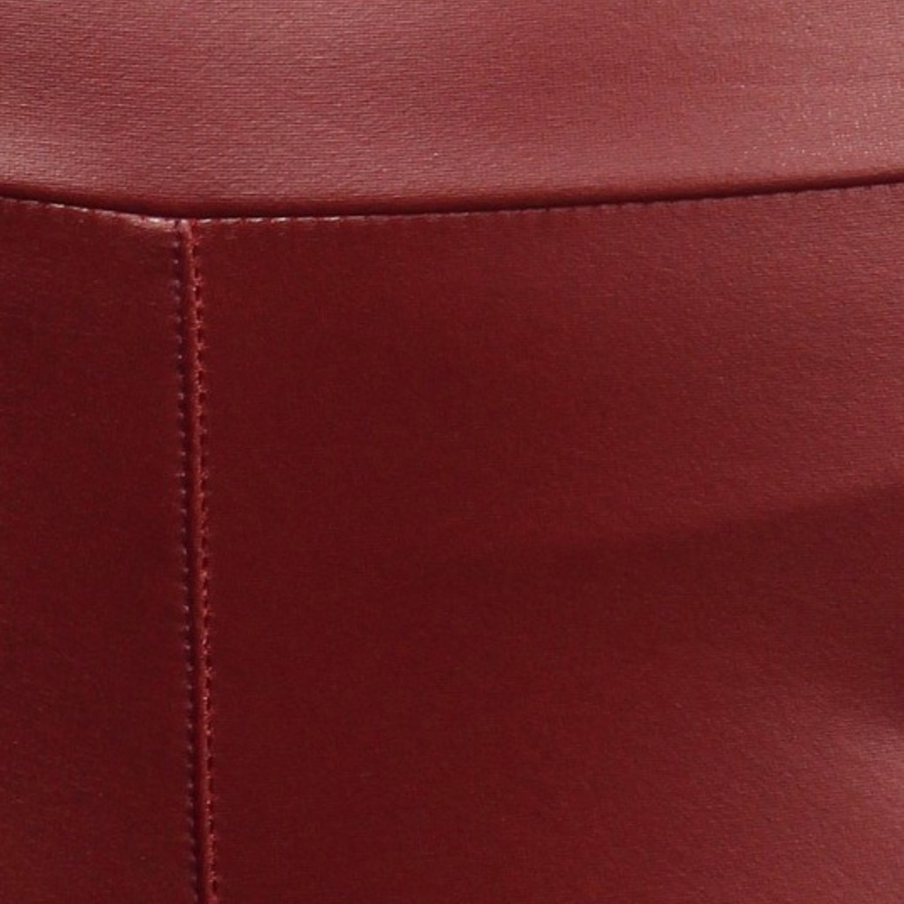 Burgundy Vegan Leather Matte High Waist Tummy Control Leggings - Picture 2 of 2
